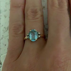 Blue Topaz & Diamond Ring